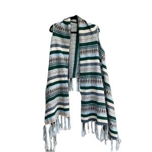 MOON Striped Open Sweater Vest Cardigan